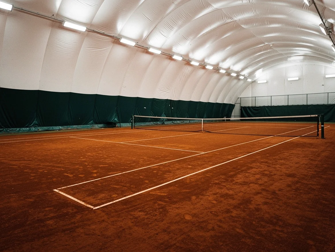 Indoor clay tennis court at a premier Toronto club used by Top Toronto Tennis Lessons