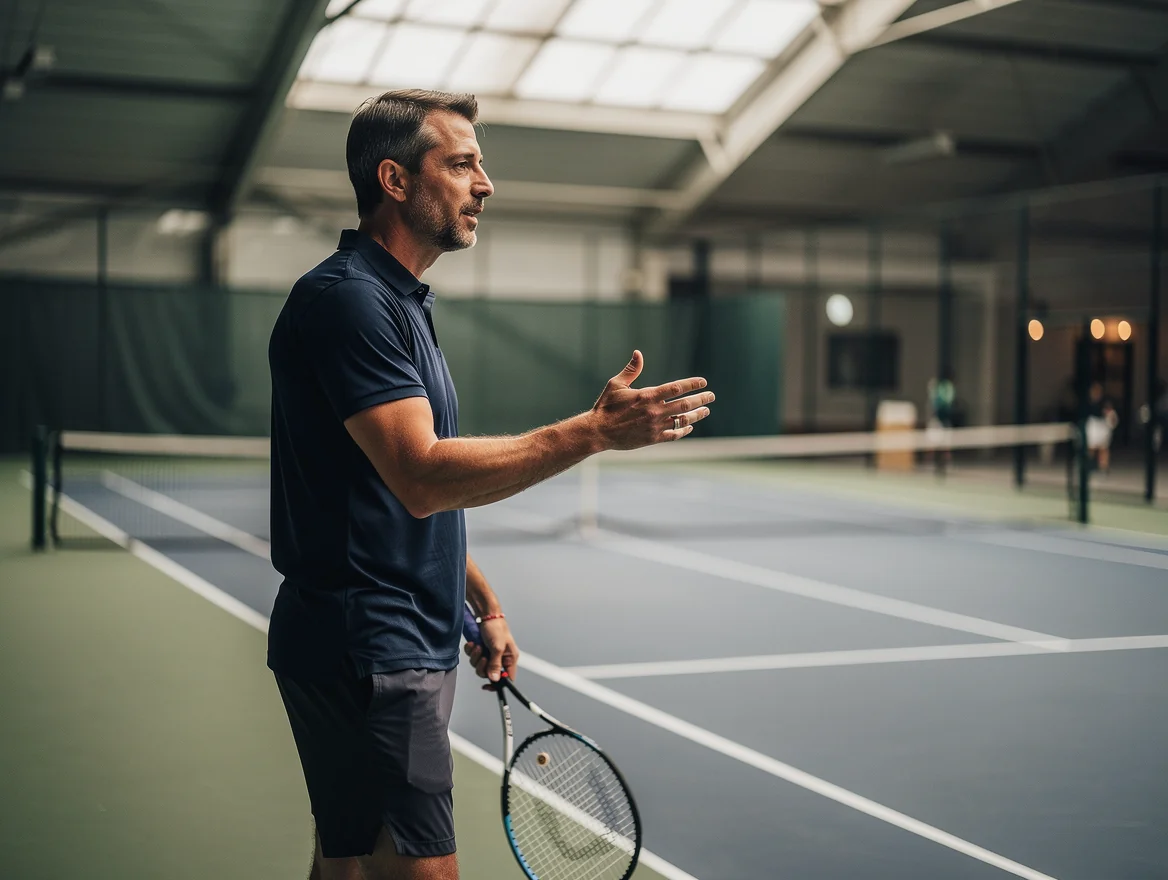 Tennis Canada certified coach on an indoor court at a premier Toronto facility, by Top Toronto Tennis Lessons
